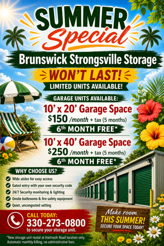 Our Summer 2026 storage unit special offering a 6th month for free