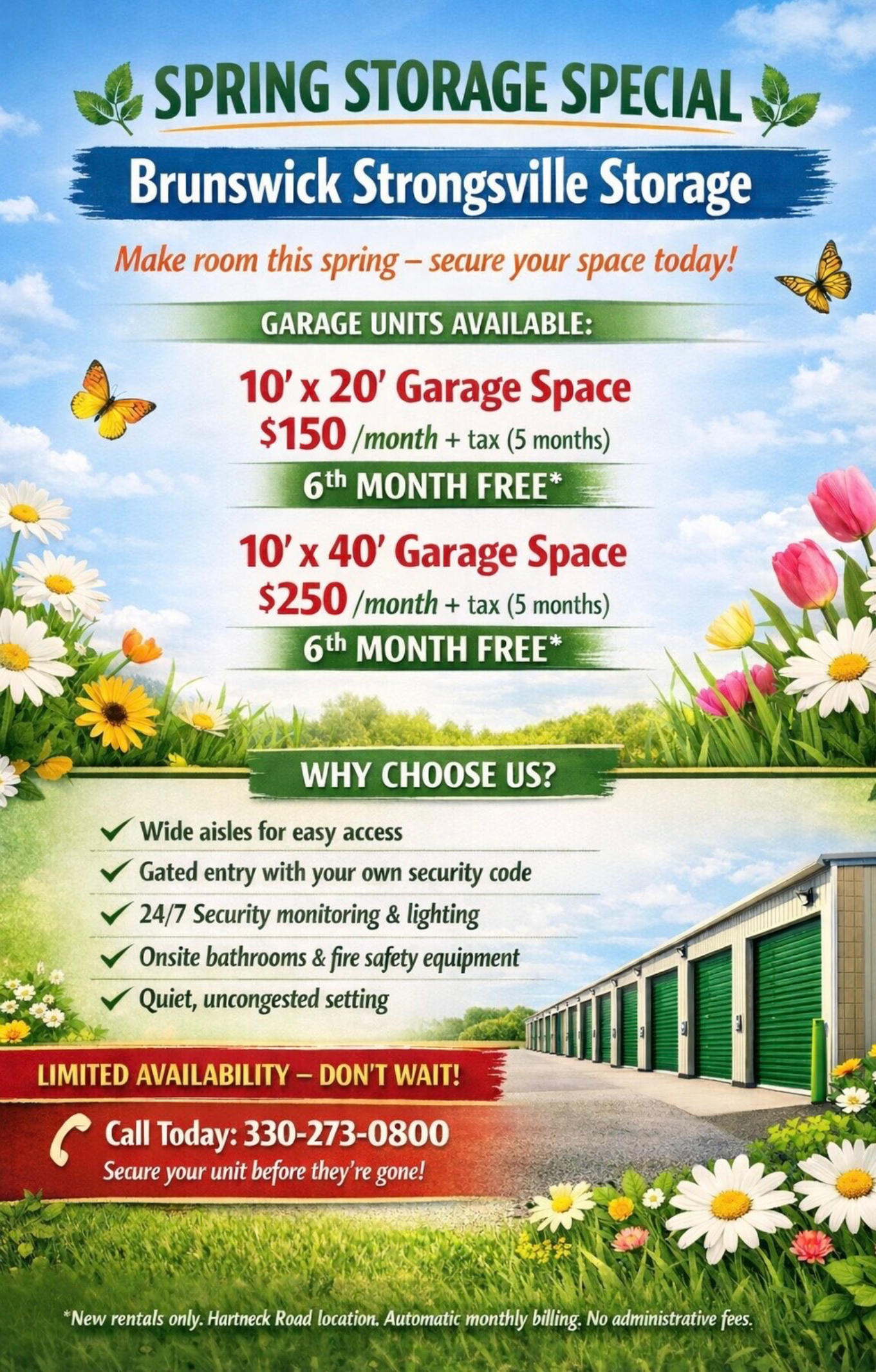 Our spring 2026 storage unit special offering a 6th month for free